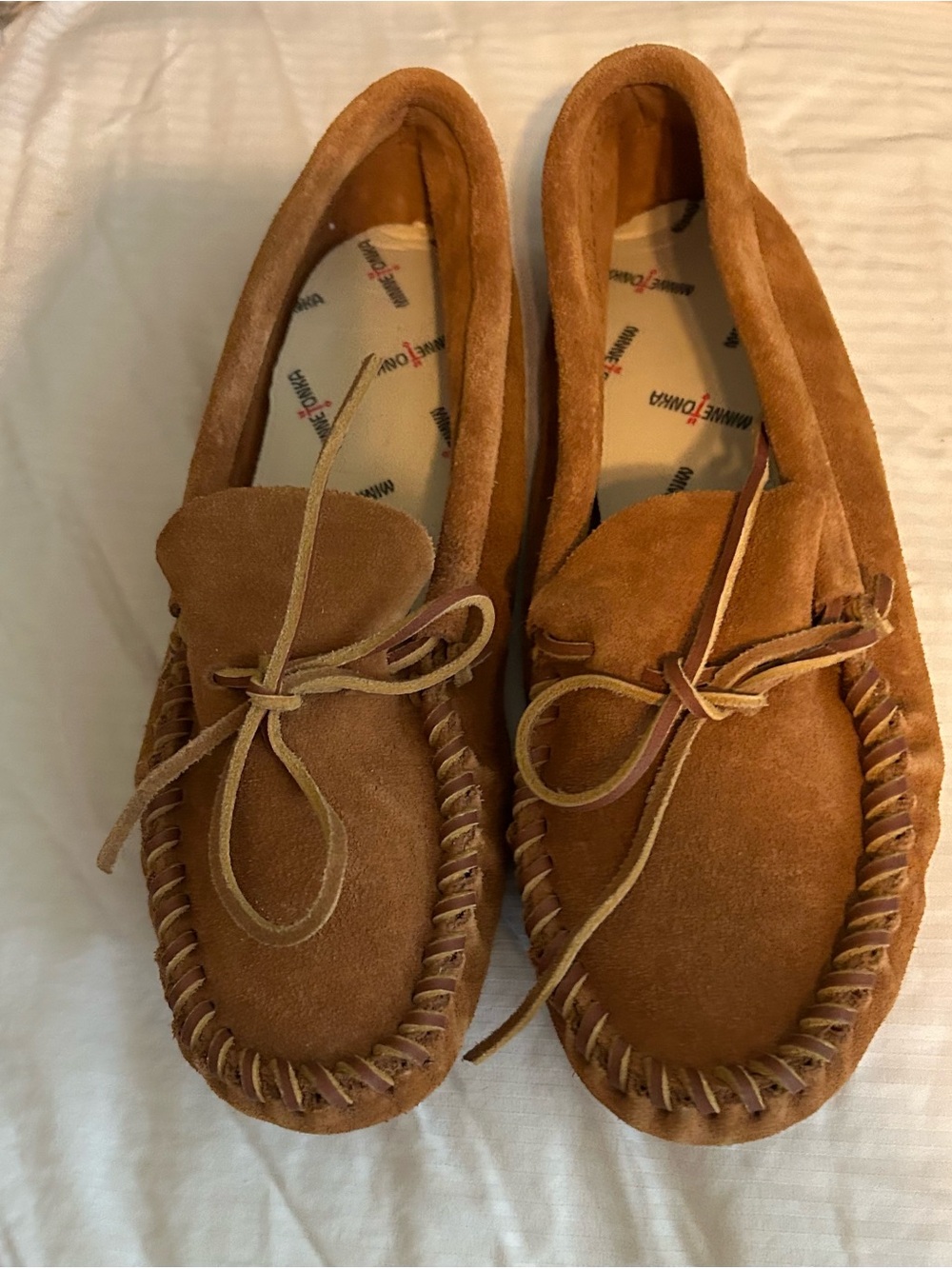 Minnetonka Women’s Suede Moccasin Loafers - Tan Brown Sz 10